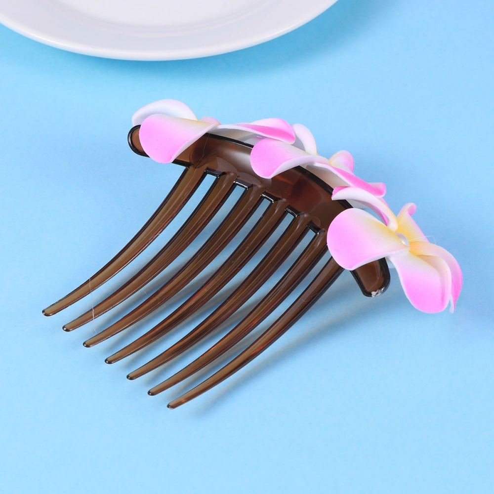 Handmade Artificial Pearl Plumeria Hair Comb Artificial Flower Wedding Bridal Hair Clips Hair Wedding Accessories for Women and Ladies (White)