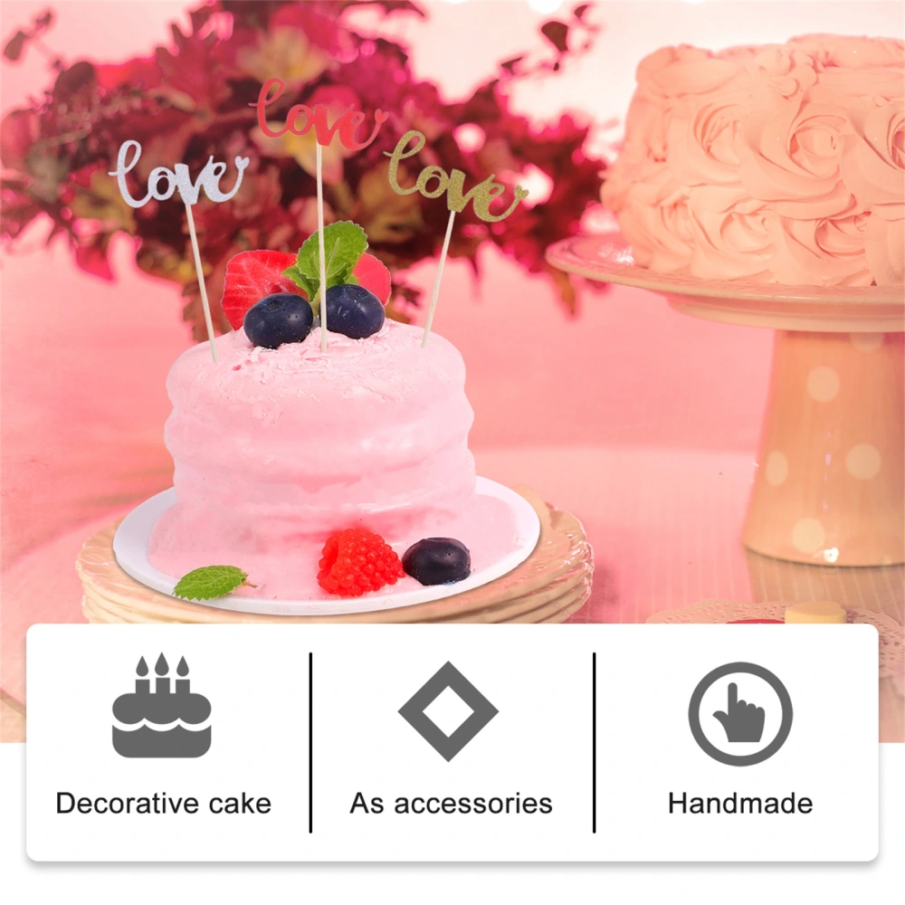 24 Pcs Practical Cake Toppers Romantic Cake Decorations Beautiful Photo Props