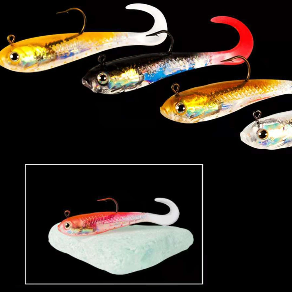 4pcs Fish Shape Fishing Lure Lifelike Fishing Bait Rainbow Fish Luminous Minoruia Bait for Fishing (Yellow, Blue, Golden, Rosy)