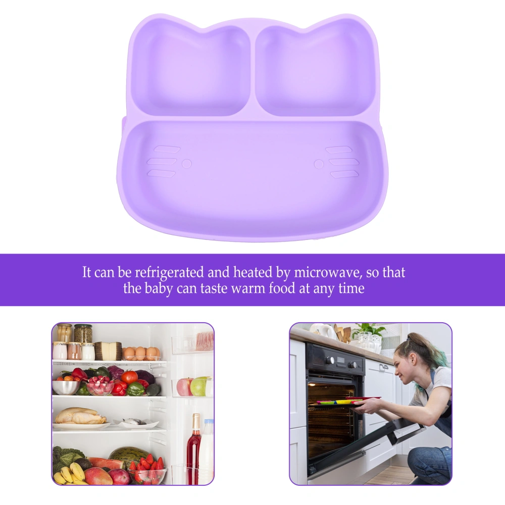 1pc Practical Silicone Plate Children Sucker Non-skid Divided Feeding Plate