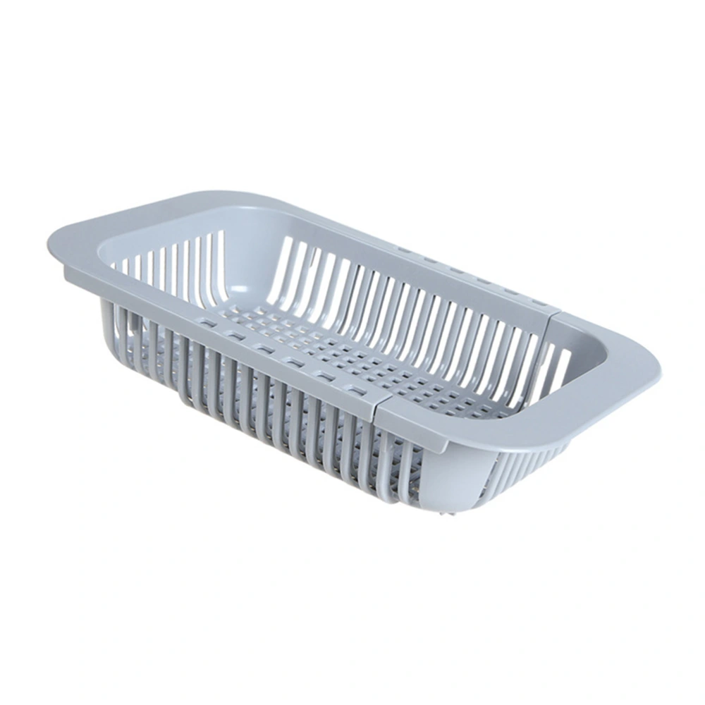 Scalable Sink Drain Rack Dishes Holder Vegetable and Fruit Organizer Kitchen Storage Basket (Grey)