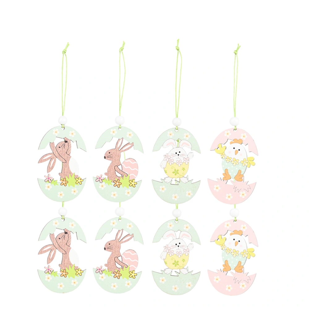 8PCS Easter Wooden Hanging Decor Wooden Eggshell Rabbit Hanging Pendants Cartoon Bunny Eggshell Wall Hanging Decor Lovely Rabbit Egg Shell Pendants Festival Easter Rabbit Eggshell Pendants for Wall Door Window