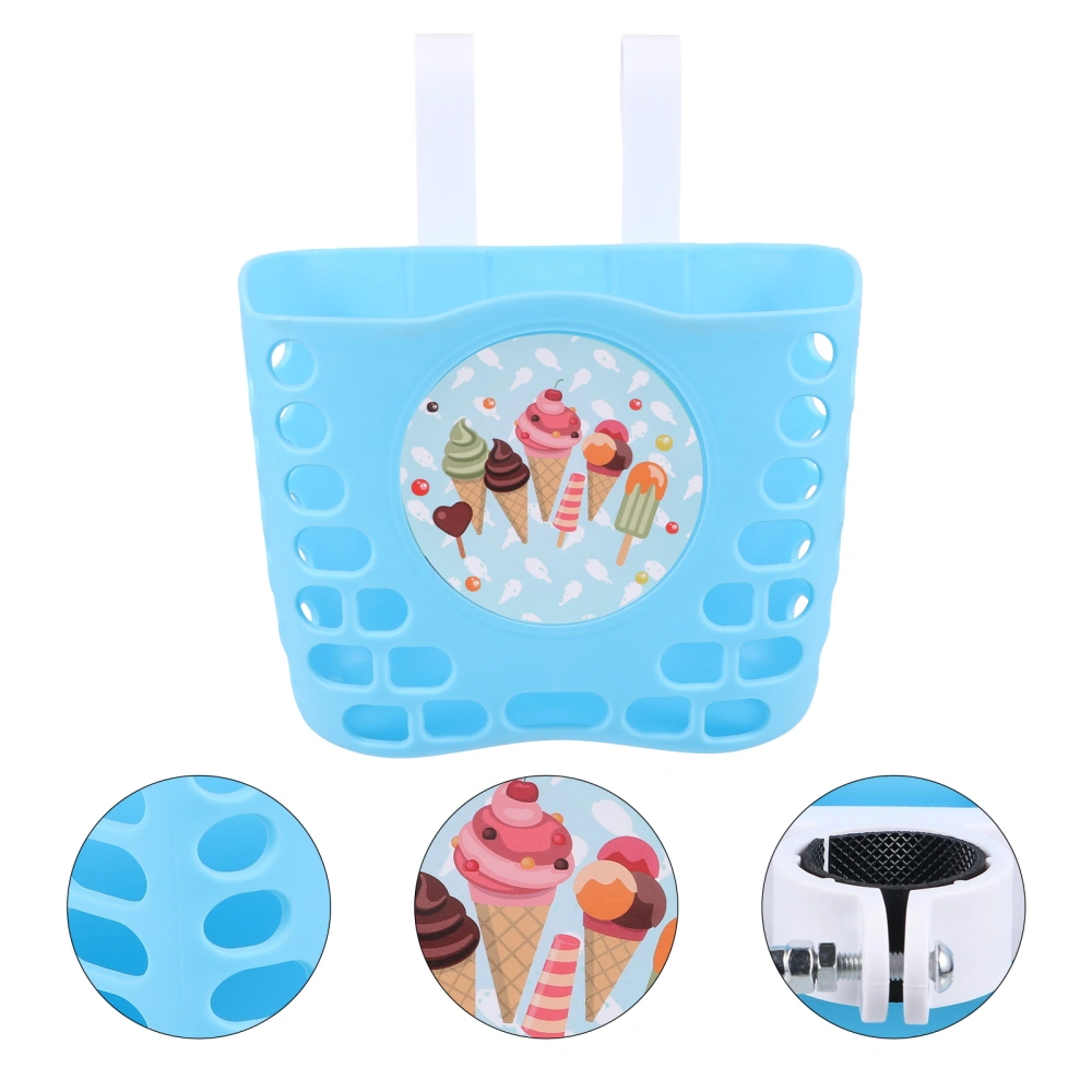 1pc Cartoon Kids Bike Front Basket with Sticker Bike Scooter Storage Basket