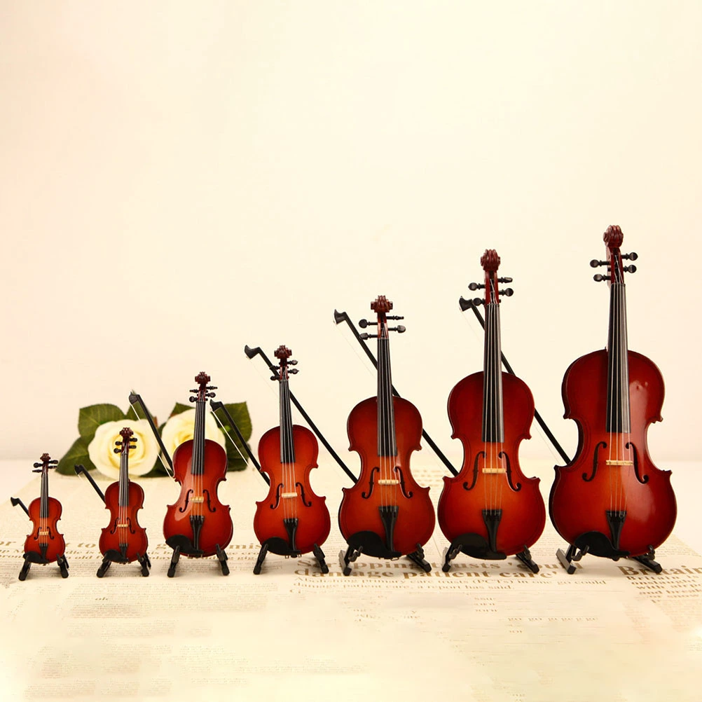 1 Set Mini Instrument Model Mini Violin Adornment Delicate Mini Instrument Gift