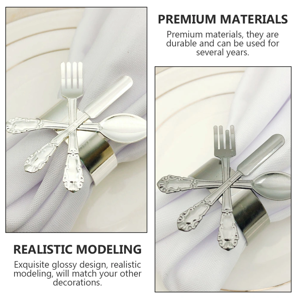 4Pcs Creative Fork Napkin Buckle Metal Napkin Buckle Party Table Accessory