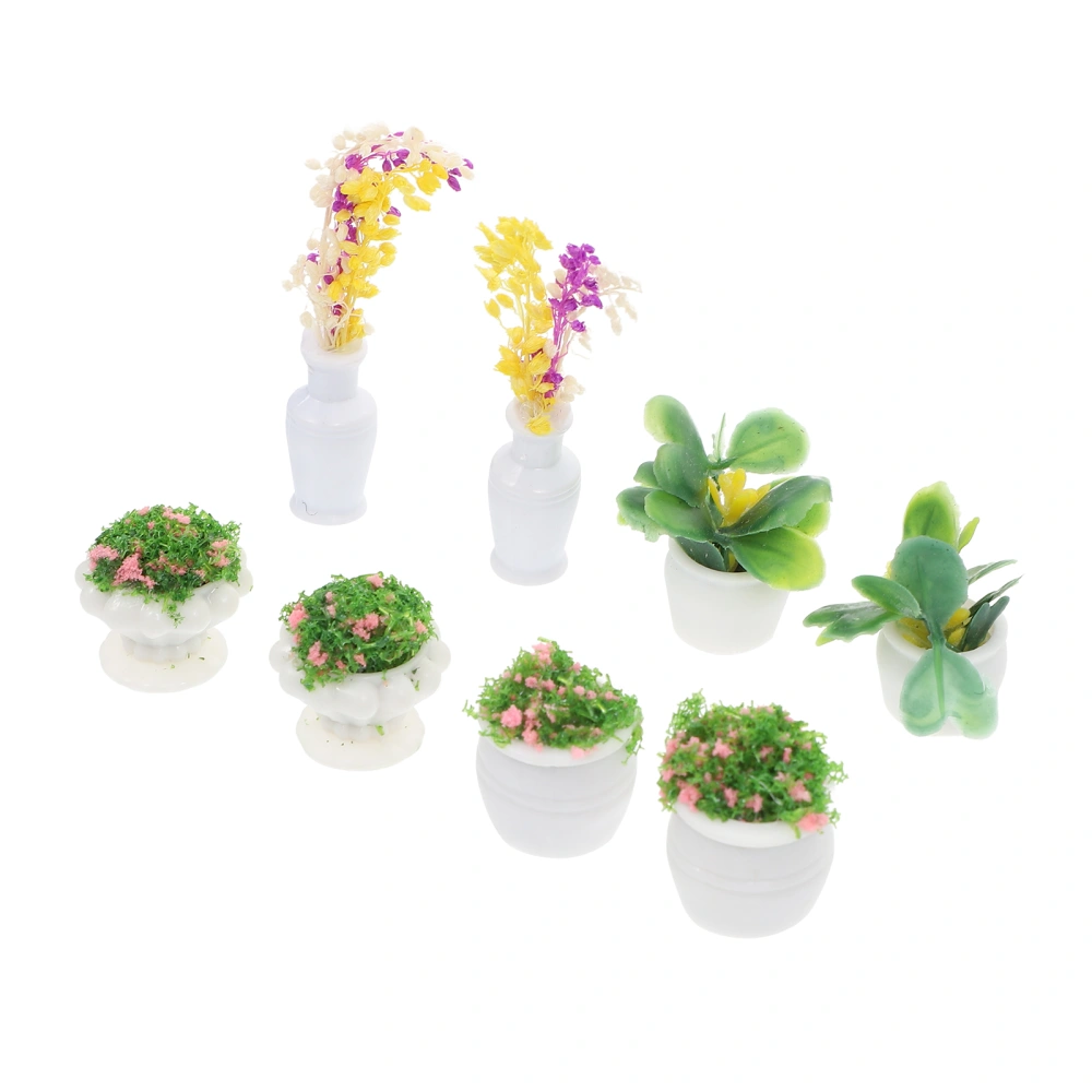 8pcs Miniature Bonsai Model Kids Play Toy Mini House Flowers Fairy Garden Ornament