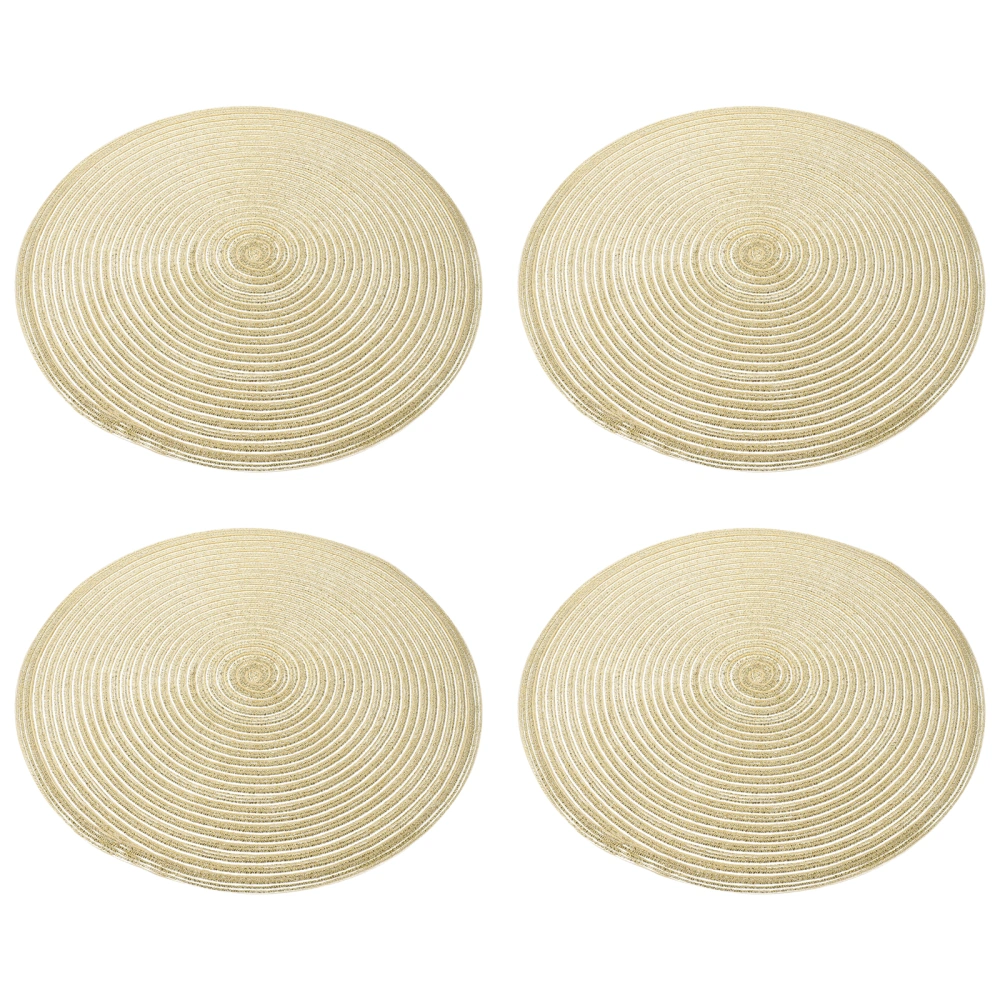 4 Pcs Concise Desktop Placemats Non-slip Insulation Woven Tableware Mats (Golden)