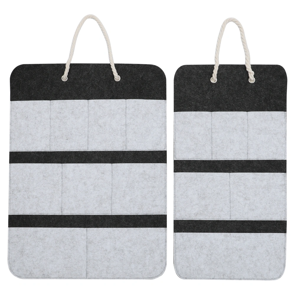 1 Set 2pcs Home Office Folding Felt Wall Hanging Storage Bags (Light Grey)