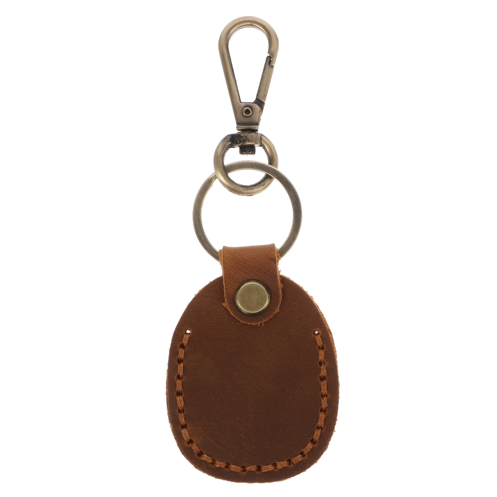 1pc Vintage Leather Access Control Holder Protective Cover Key Chain