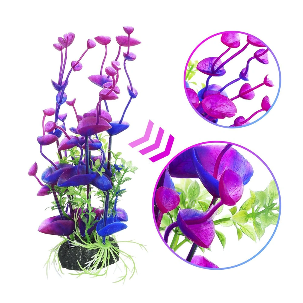 2pcs Artificial Aquarium Plastic Plant for Fish Tank Decoration (Purple & Red)