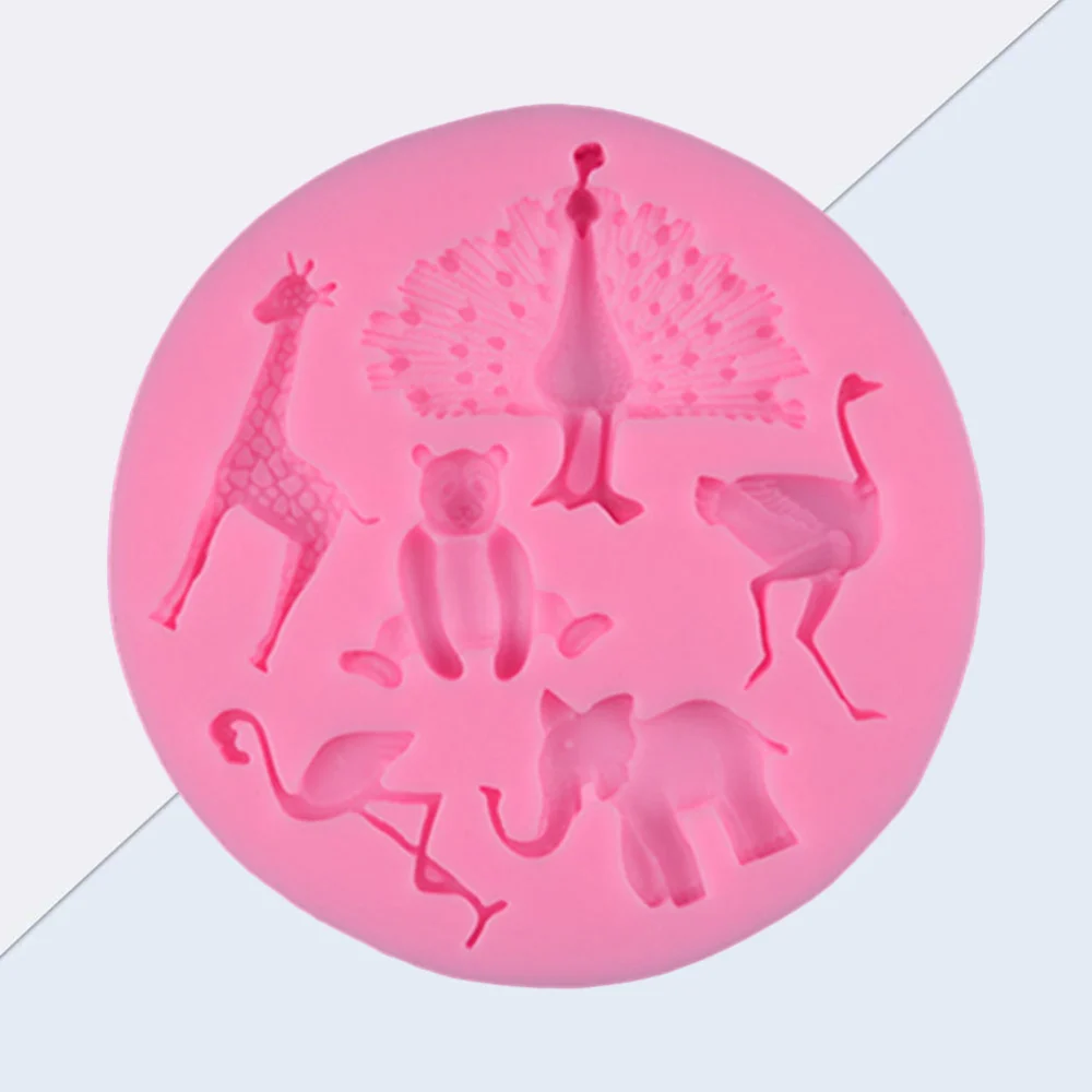 Animal Shape Silicone Fondant Mold Chocolate Candy Jelly Making Mold Cake Cupcake Decoration Mold (Pink)