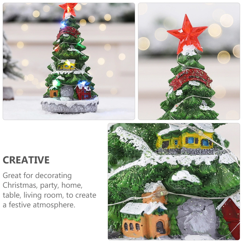 1pc Resin Luminous Xmas Tree Rotating Musical Christmas Tree Xmas Party Decor