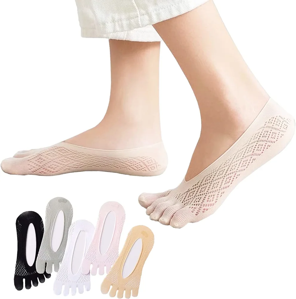 10 Pairs Compression Toe Socks No Show Low Cut 5 Finger Socks Full Toe Yoga Socks for Women