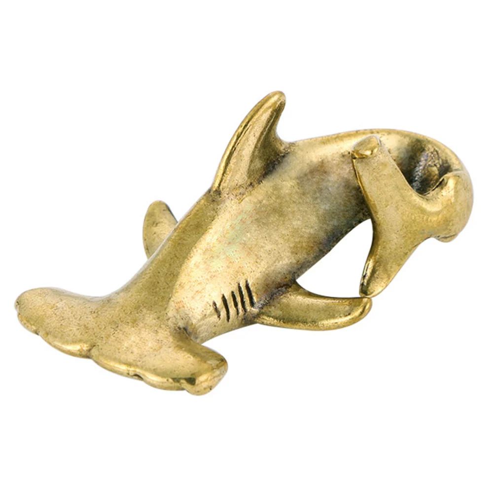 Retro Brass Shark Figurine Antique Shark Statue Desktop Brass Shark Ornament