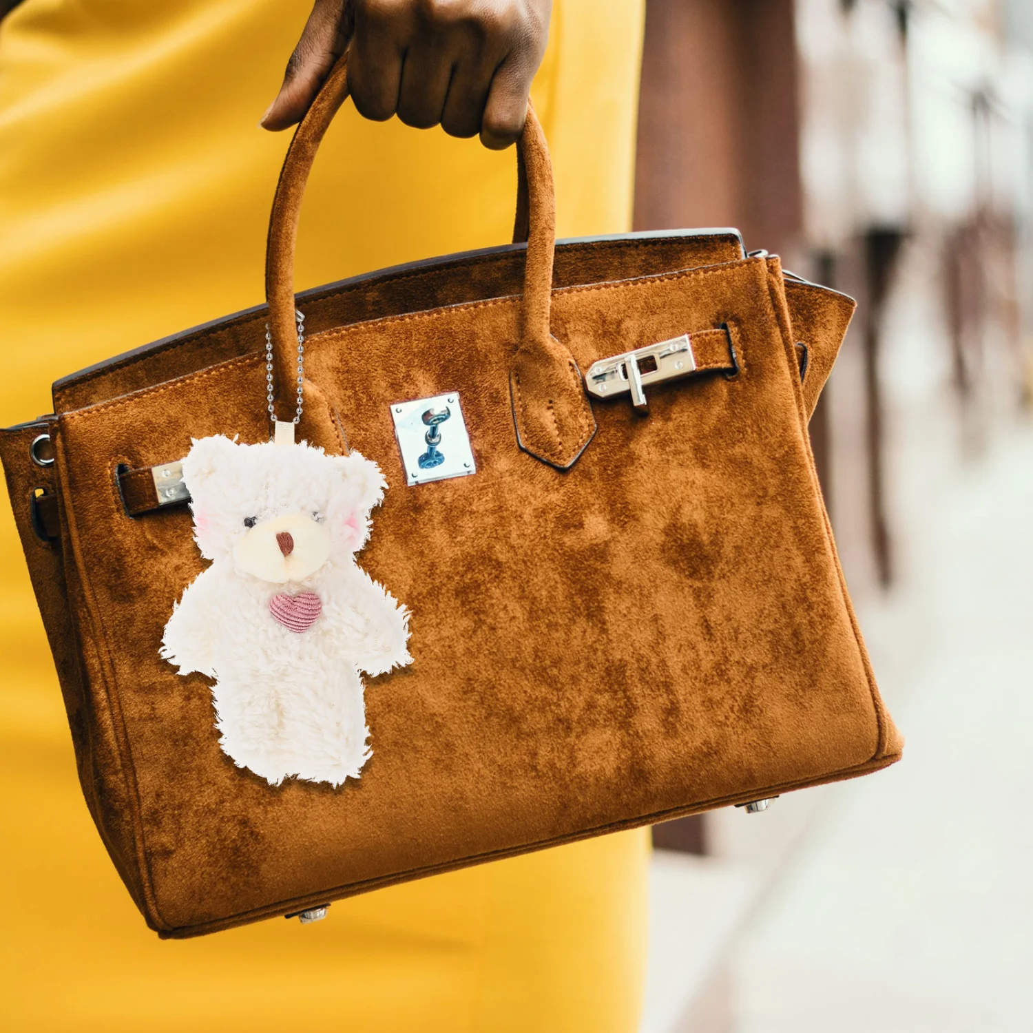 2pcs Lovely Key Chain Pendants Plush Bear Bag Hanging Pendants Key Rings Pendants