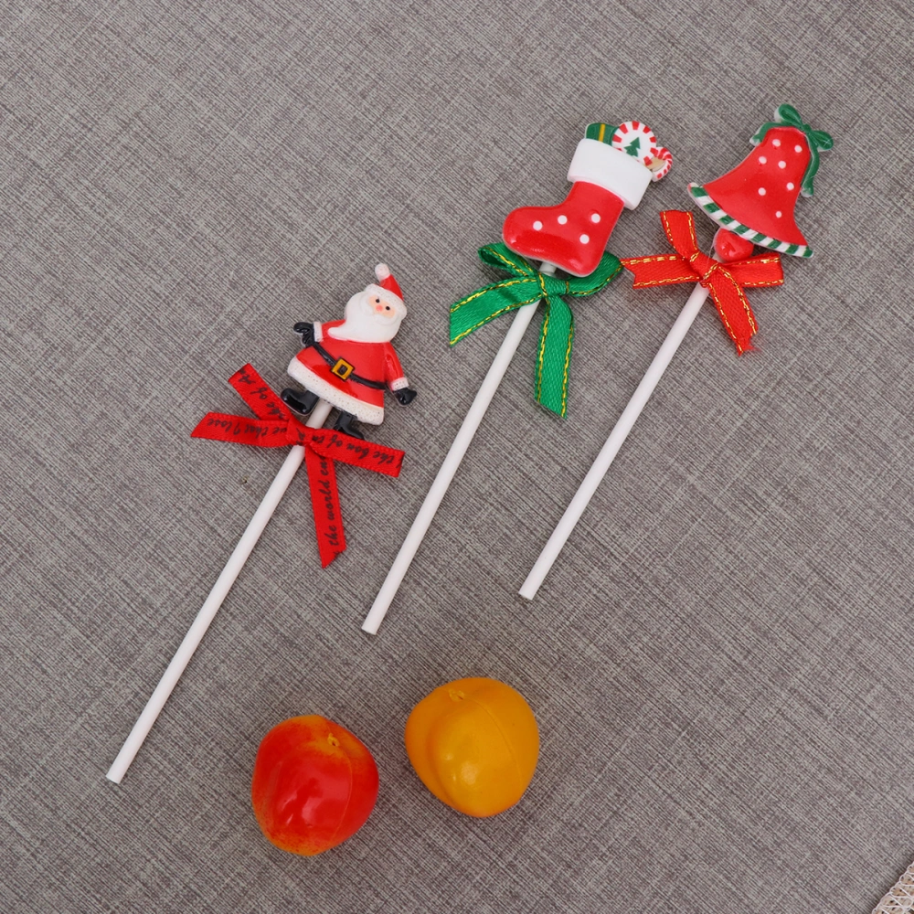 10pcs Christmas Themed Cake Toppers Cake Picks Resin Cupcake Decor Party Supplies