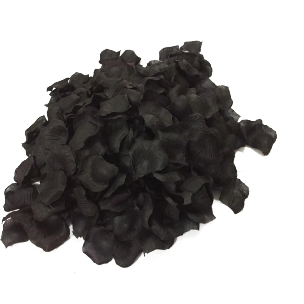 1000pcs Silk Cloth Simulation Petals Artificial Flowers Rose Petal Roseleaf for Wedding Valentine's Day (Black)