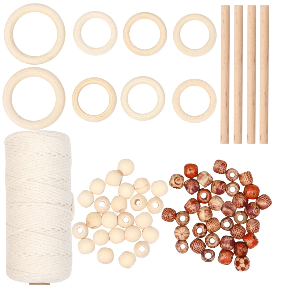 1 Set of 133PCS Woven Tapestry Material Kit DIY Cotton Rope Accessory Beech Sticks Flower Beads Tapestry Set Weaving DIY Handmade Wooden Crafts for DIY Tapestry Making