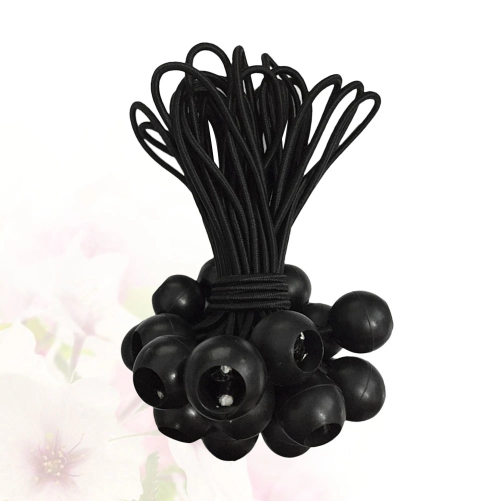 12Pcs 15cm High Elastic Ball Tent Strapping Cord Tie Down Elastic Cord Camping Accessories for Tent Baggage Black