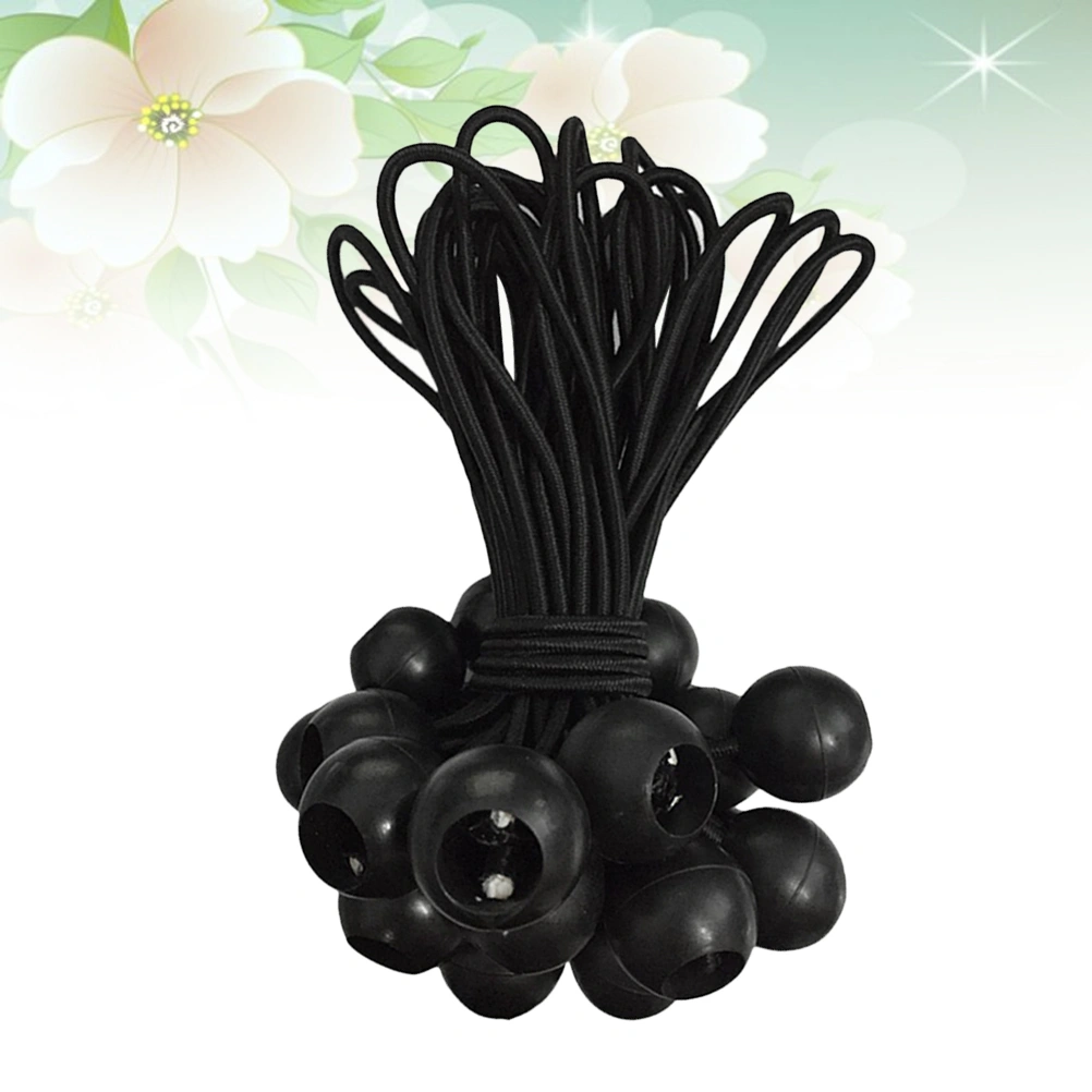 12Pcs 15cm High Elastic Ball Tent Strapping Cord Tie Down Elastic Cord Camping Accessories for Tent Baggage Black