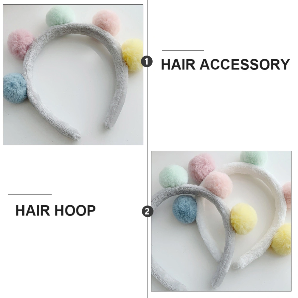 2Pcs Pom Ball Head Band Face Washing Headband Hair Accessories