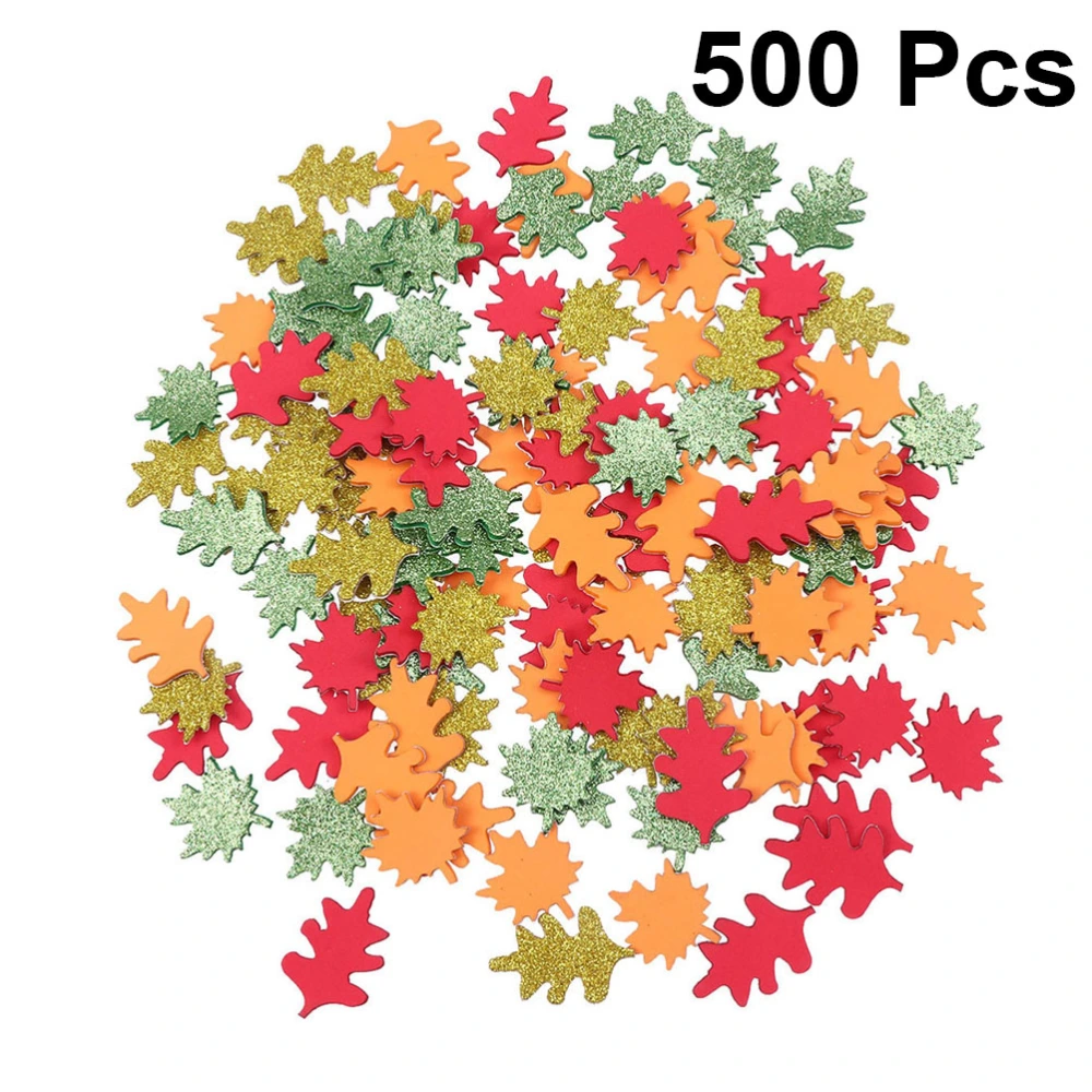 500pcs Pasters Maple Leaves Self-adhesive Glittering Backing Nonwoven EVA Handmade Crafts Stickers for Kids Children (Assorted Color)