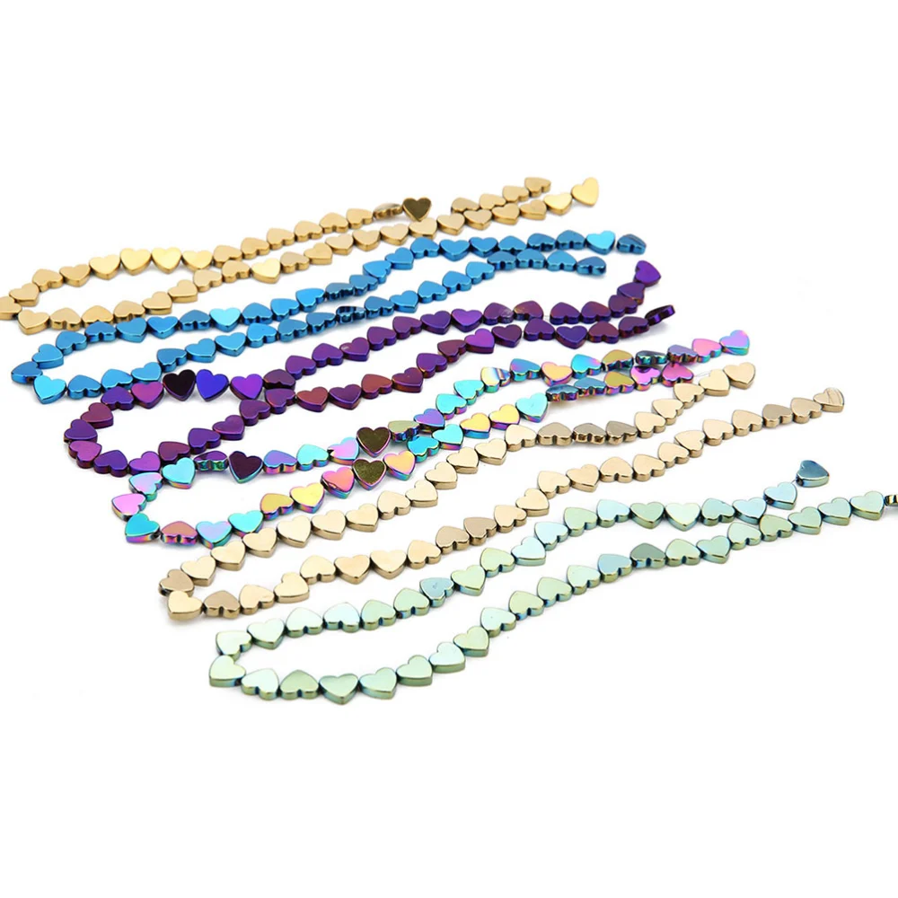 About 50 Pcs Plating Colored Stone Beads Semi-finished Hollow Heart Shape Chain Beads Creative Craft Beads for DIY Jewelry Accessories Bracelet Necklace (Colorful, 6mm)