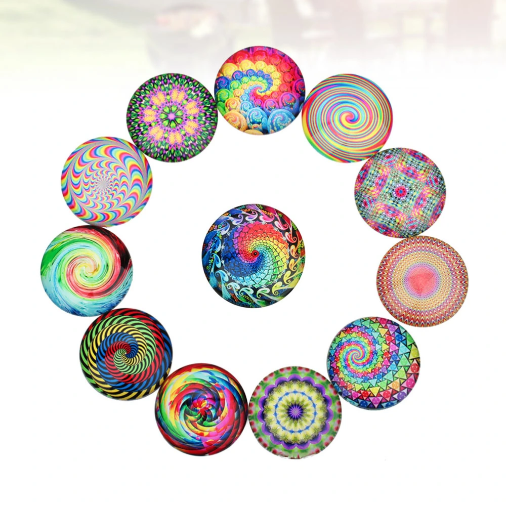 1 Bag 20pcs DIY Gems Glass Sticker Patches Color Spiral Ethnic Pattern Glass Patches (Colorful 20mm)