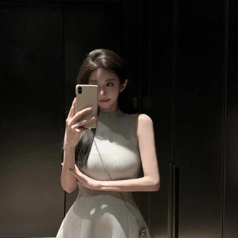 Gentle And Sweet A-line Vest Skirt For External Wear