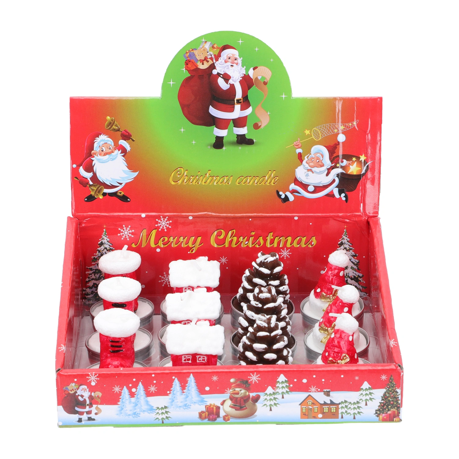 12Pcs Christmas Aroma Candles Xmas Tree Layout Adornments Decorative Candles