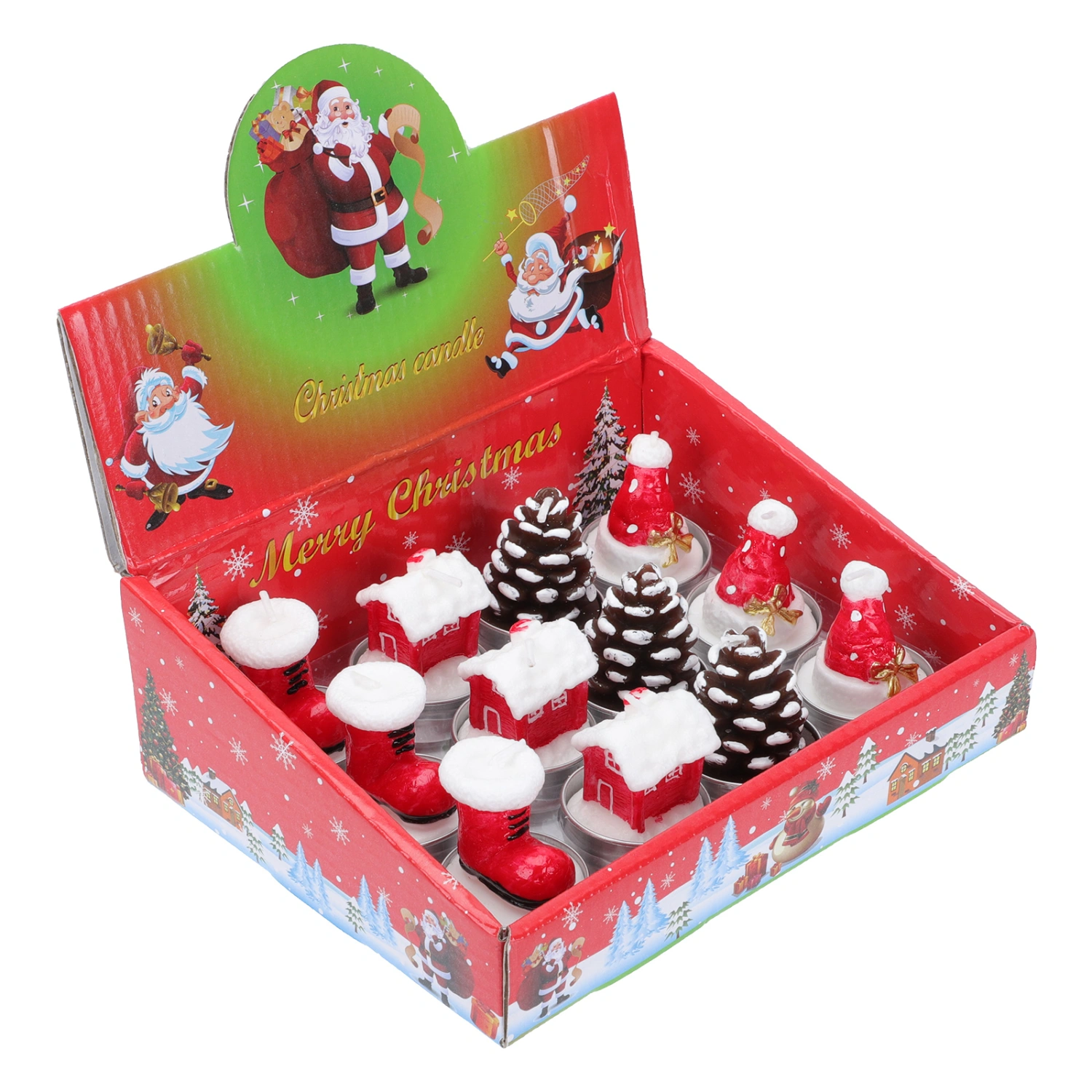 12Pcs Christmas Aroma Candles Xmas Tree Layout Adornments Decorative Candles