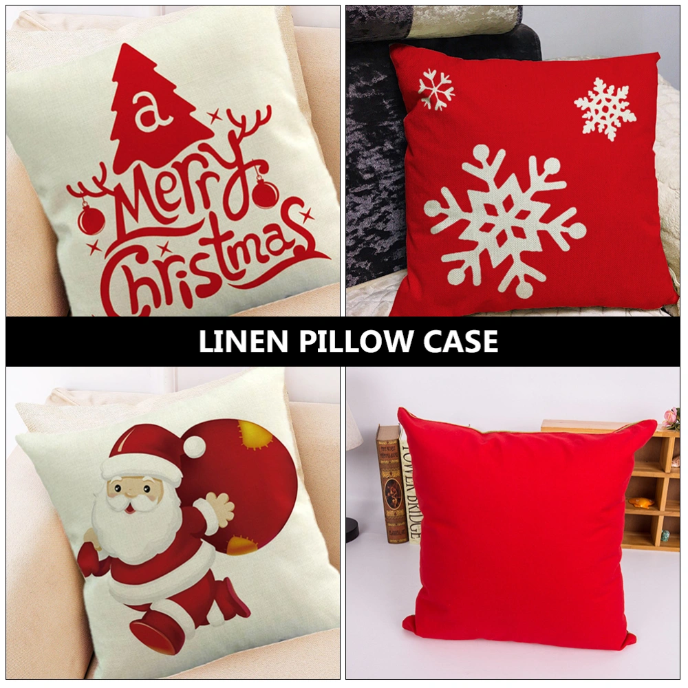 3Pcs Xmas Pillow Case Decorative Linen Pillow Cover Chic Christmas Pillowcase