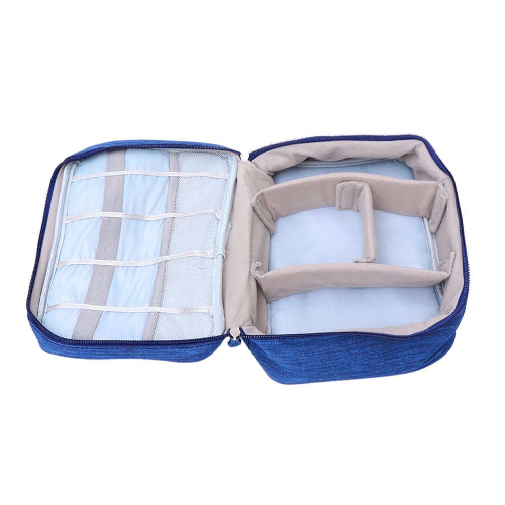 Multi-function Data Cable Storage Bag Portable Travel Case Digital Holder (Sky-blue)