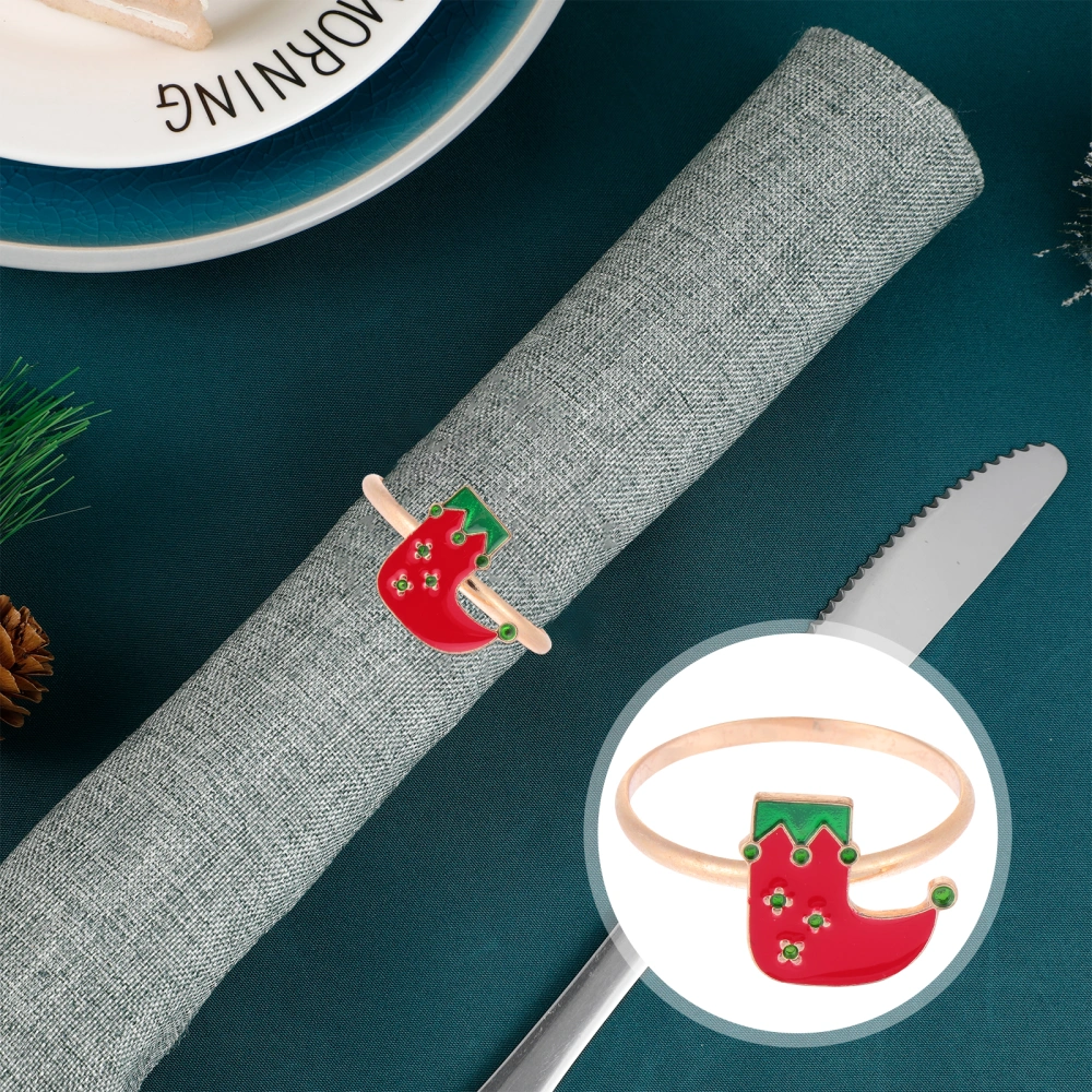 6Pcs Christmas Elements Pattern Napkin Buckles Delicate Napkin Buckles