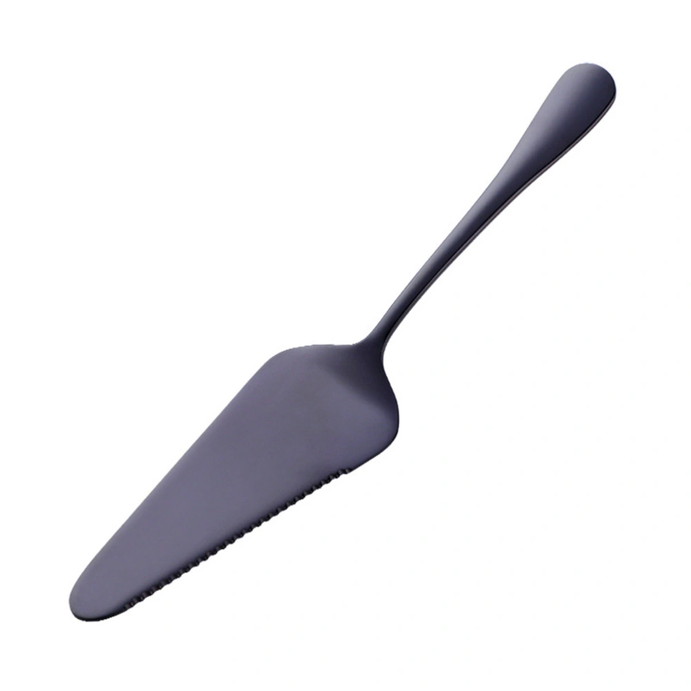 Simple Stainless Steel Serrated Cake Shovel Baking Tool Pizza Cheese Cream Shovel for Kitchen (Black)