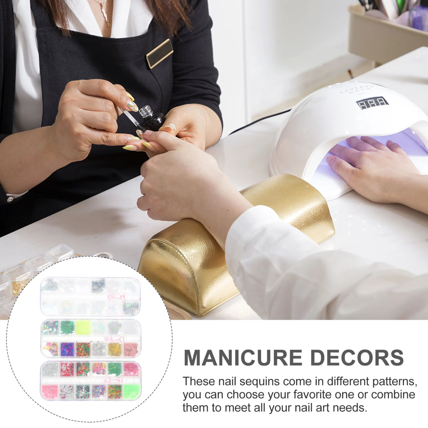 3 Boxes Colorful Nail Sequins Decorative Nail Charms Manicure Charms for Salon