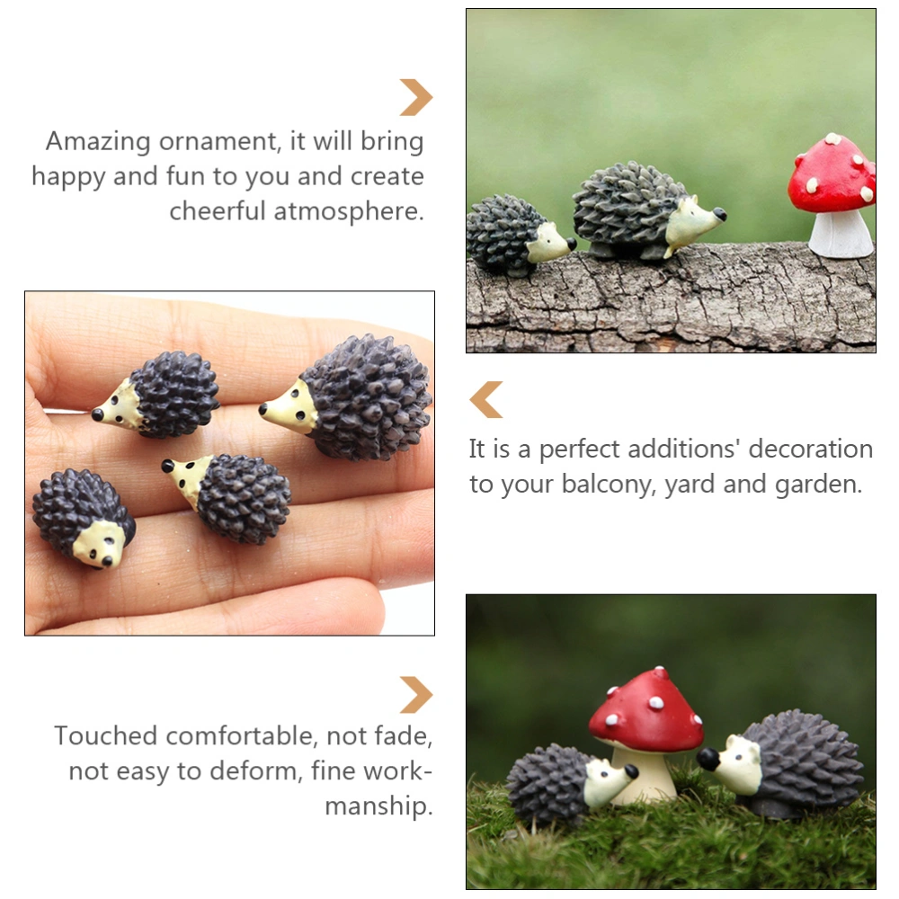 20pcs Mini Hedgehog Figurines Mini Animal Ornaments Potted Plants Decorations