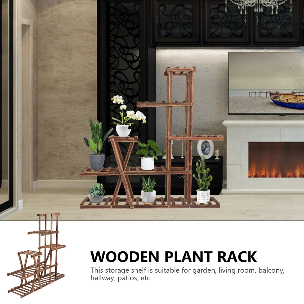 1Pc Wooden Flowerpot Rack Balcony Flowerpot Holder Multi-layer Bonsai Stand