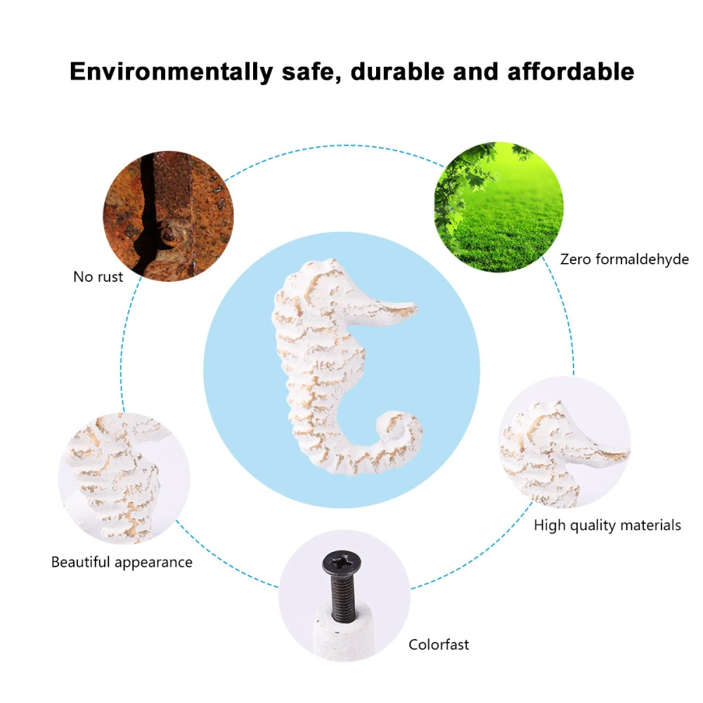 1Pc Drawer Knob Ocean Theme Knob Novelty Sea Horse Shape Drawer Pull Single Hole Cabinet Door Handle for Home Cupboard Wardrobe Cabinet (White)