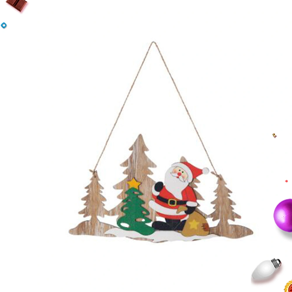 Christmas Wooden Hanging Festive Fashion Hanging Tag Deer Pattern Design Hanging Pendant Christmas Tree Hanging Ornament (Santa Claus)