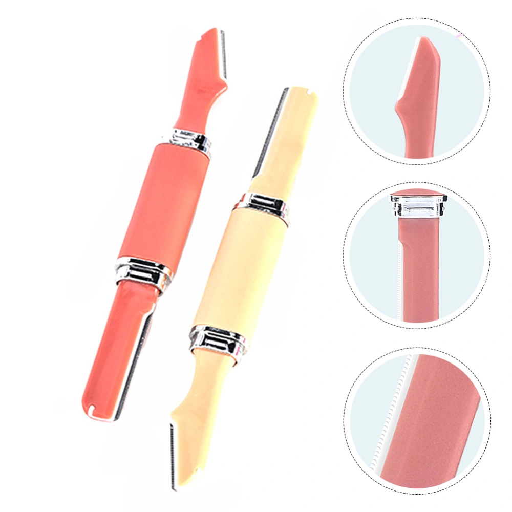 2 Sets Eyebrow Trimmer Safe Eyebrow Razor for Women ( 1 Set Red, Yellow)