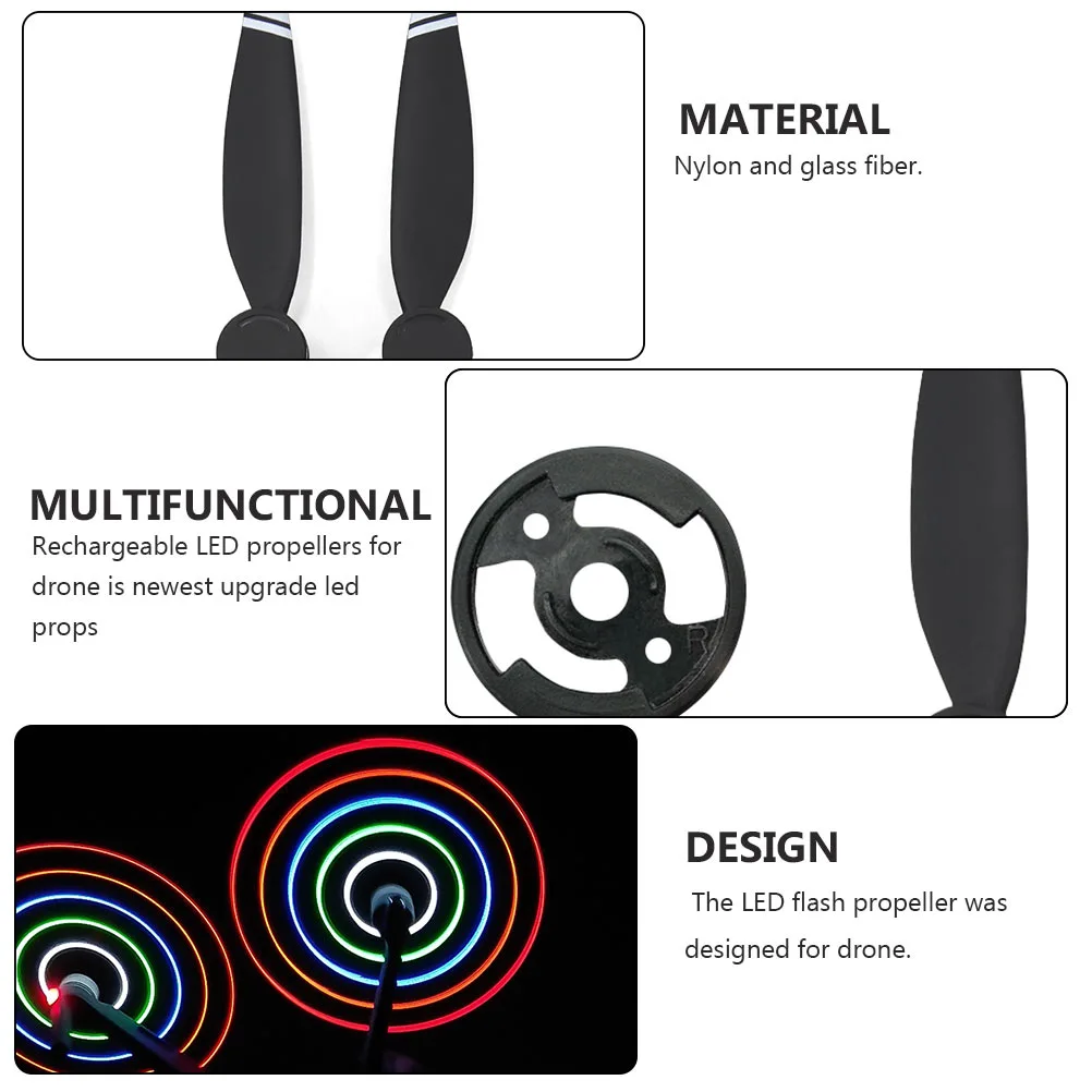Foldable Propeller LED Rechargeable Flash Propellers Compatible for Drone