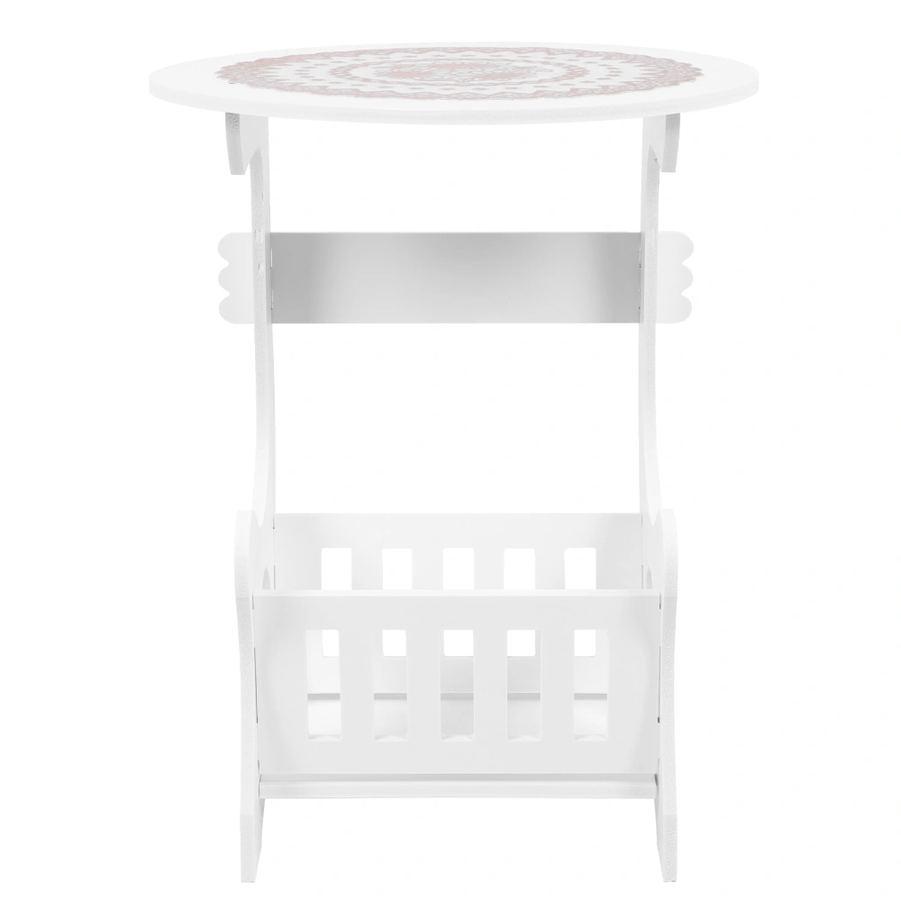 White Modern Round Side Mini Bedside Tea Table  for Living Room or Bedroom