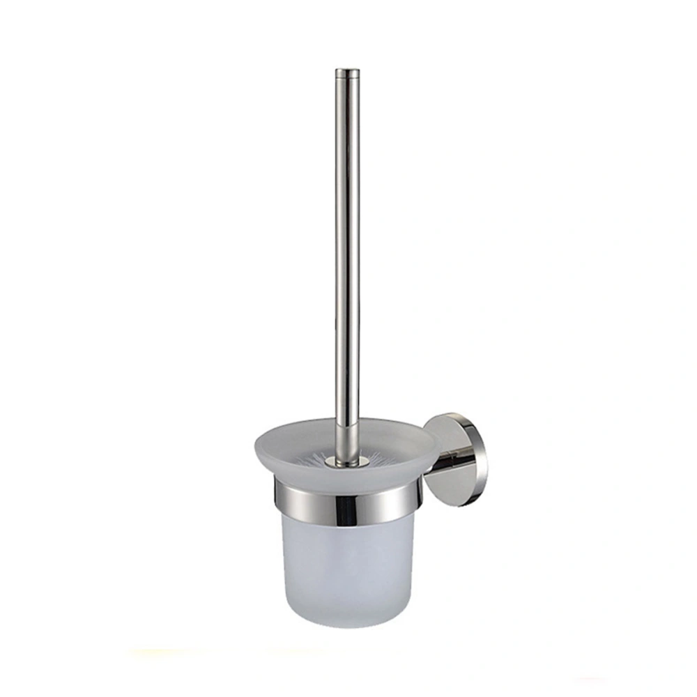 Toilet Brush and Holder Set Wall Mounted Stainless Steel Handle Glass Holder for Bathroom