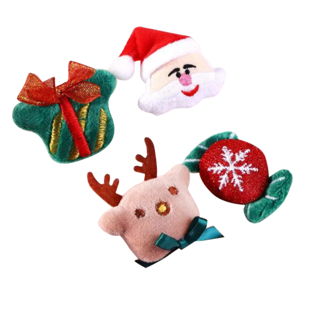 4pcs  Christmas Plush Accessories Xmas Cartoon Plush Accessories Decor Party Supplies (Mixed Pattern)