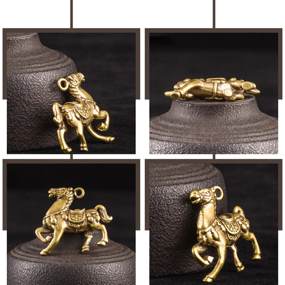 Horse Keychain Pendant Brass Horse Jewelry Charms Horse Shaped Hanging Adorn