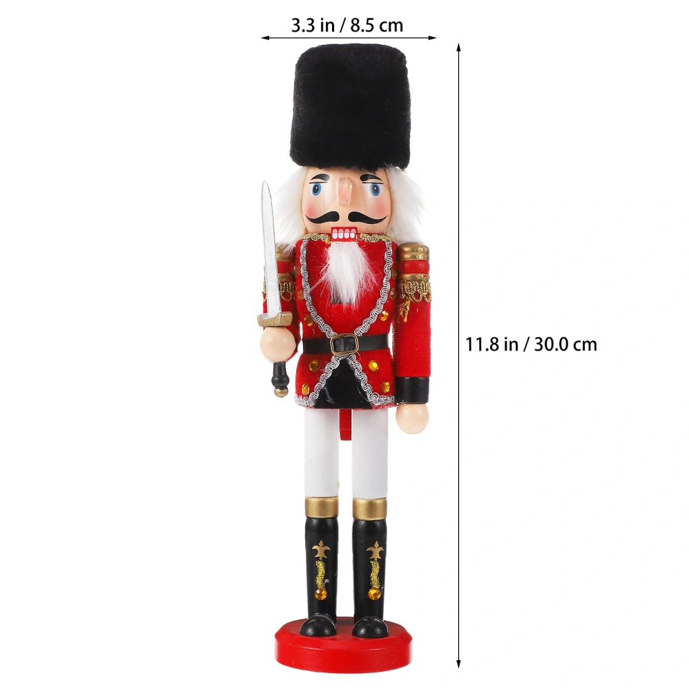 Nutcracker Puppet Desktop Ornaments Wooden Walnut Soldier Desktop Decor