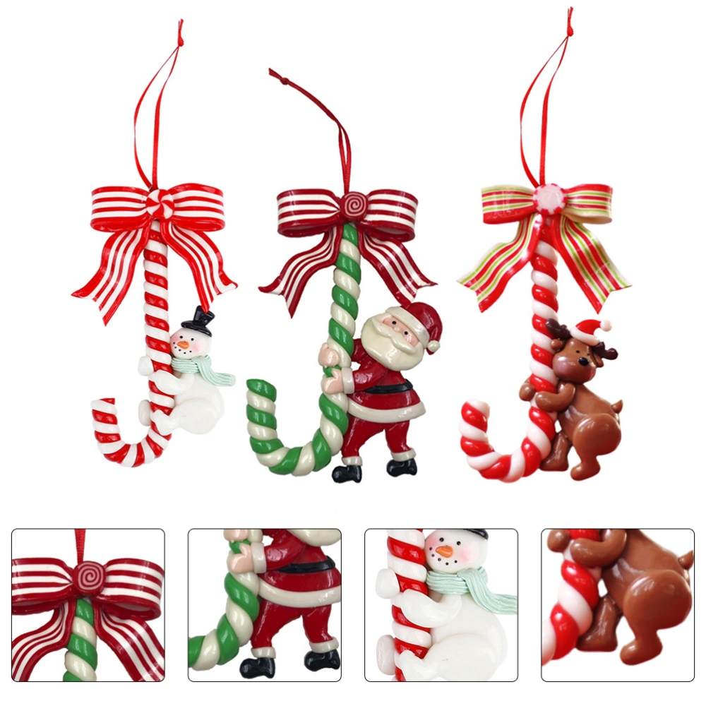 3pcs Candy Cane Hanging Ornament Christmas Party Pendant Holiday Decoration