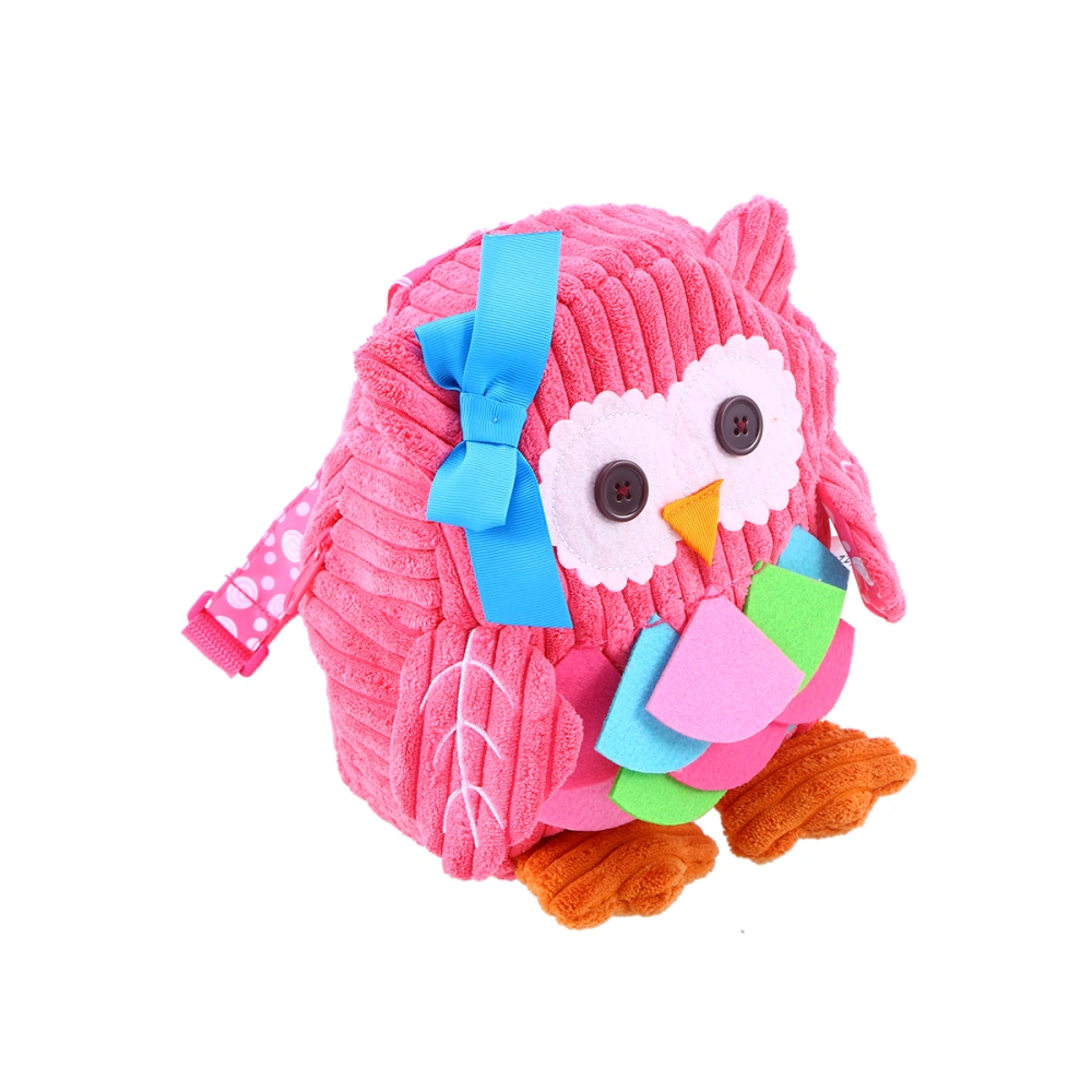 Toddler's Backpack Baby Kids Mini School Bags Cartoon Animal Plush Backpack for Kids (Pink Owl)