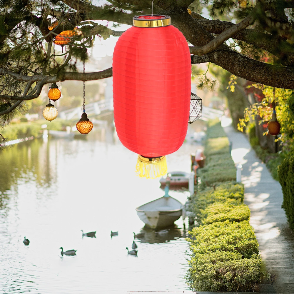 2pcs Janpanese Style Lantern Decoration Waterproof Foldable Silk Lantern for Birthday Bridal Wedding Baby Shower Festival Party (Red)